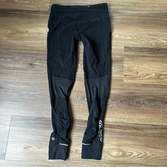 Athleta Black Relay Reflective Small Tall Ruched Full Length Leggings Mid Rise - Picture 5 of 8